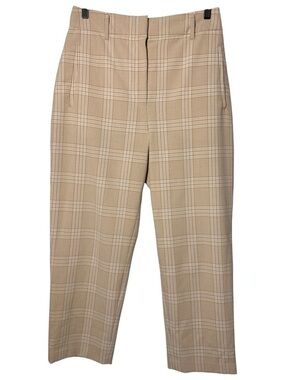 Aritzia Straight Leg Plaid Pants in Beige and Cream size 10